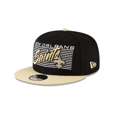 Black New Orleans Saints Hat - New Era NFL Retro 9FIFTY Snapback Caps USA3754108